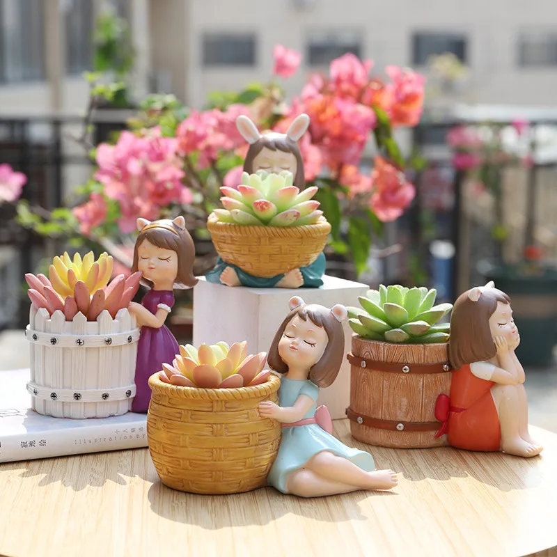 

Fairy Tale Garden Pot, Cute Fairy Girl Planter for Succulents Plants, Decorative Flowerpot for Home Tabletop Decor Girl's Gifts