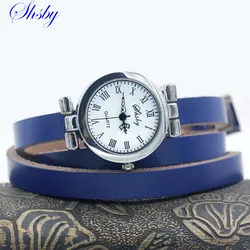 Shsby-reloj largo con correa de cuero para mujer, pulsera de plata femenina, reloj vintage ROMA, relojes de vestir para mujer, nueva moda