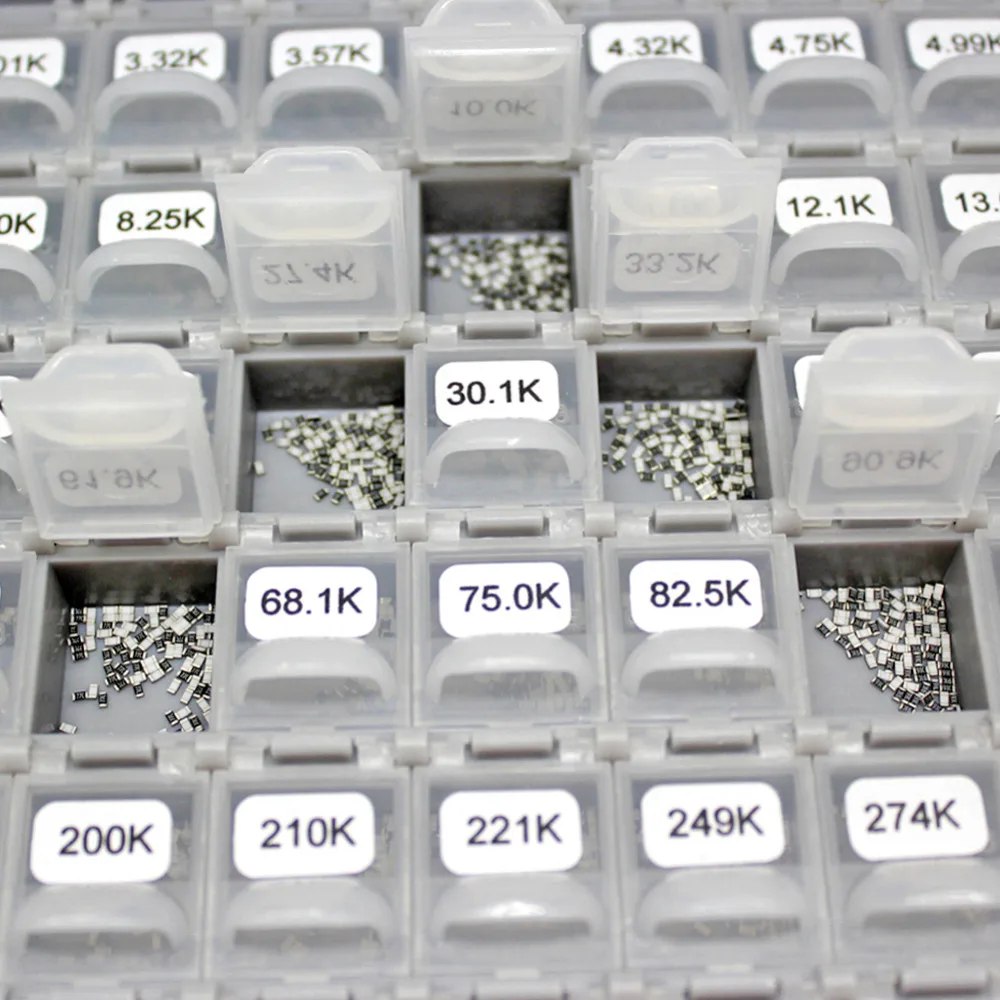 AideTek New SMD 0603 1% 144 Values Resistor Kit 10Mohm assorted  14400 BOX-ALL with lables plastic part box R06E24100
