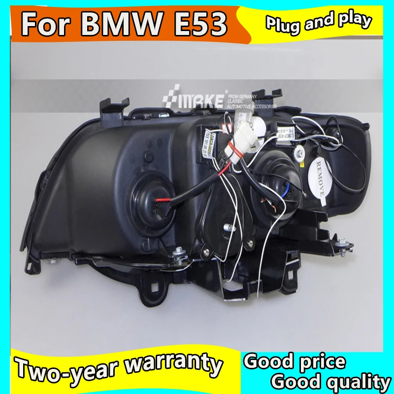 2Pcs Headlight 1998-2003 year For BMW for X5 E53 Head Lamp Back Light Angel Eyes Black housing With HID KIT E53 Front Lamps