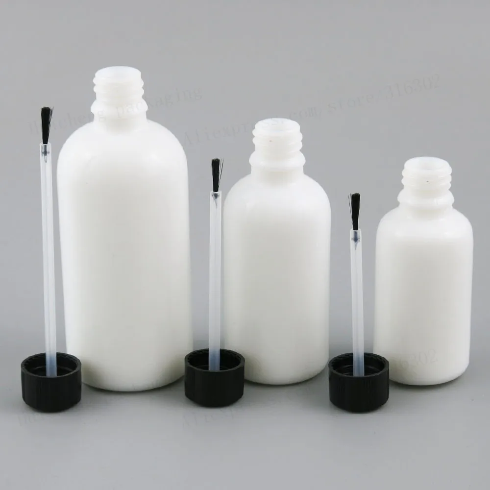 

200 x 15ml 30ml 50ml 100ml White Jade Glass Bottle Wtih Brush Cap 1oz 5/3oz 3.33oz Whtie Nail Polish Bottle