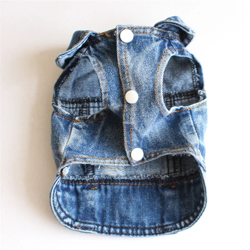 Denim Dog Clothes for Pitbulls Dachshund Fashion Dog Jeans Jacket Blue Cowboy T-shirt for Shih Tzu Cool Apparel for Small Dogs