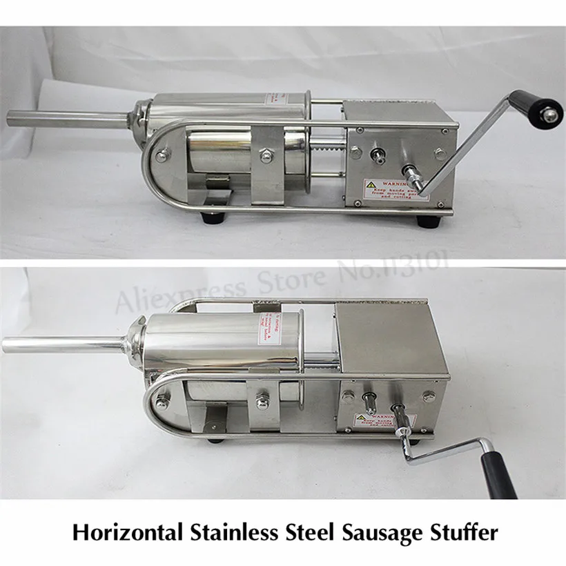 Embutidora de salchichas Horizontal de 5 litros, máquina de llenado de Salami de acero inoxidable, fabricante de Churros españoles, relleno de carne de salchicha