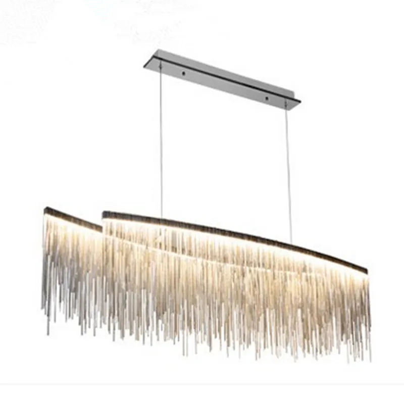 Luxury tassel aluminum chain chandelier LED pedant lamp creative personality living room restaurant lighting fixture