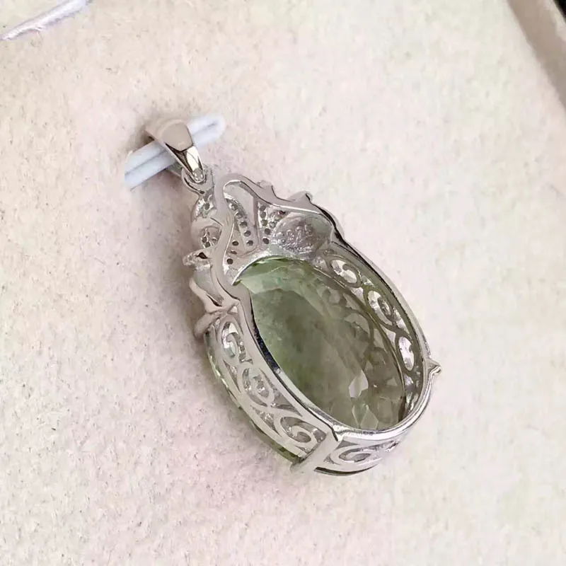 CSJ New Design Rings Natural 16.5ct Green Amethyst Quartz Gemstone Ring in 925 Sterling Silver FineJewelry for Women gift box