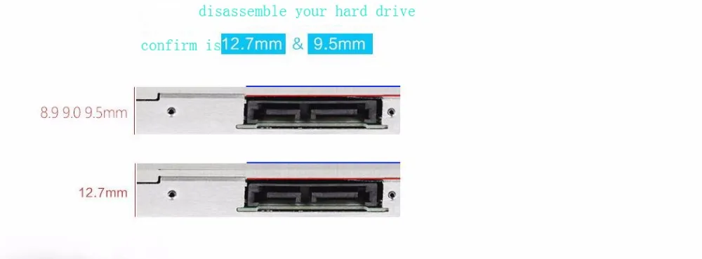 9.5mm SATA HDD SSD Hard Drive Disk Caddy/Bracket for Asus X555LJ X555LI X555LF X555LD  X555LB X555DG X555BA  X553SA X553MA