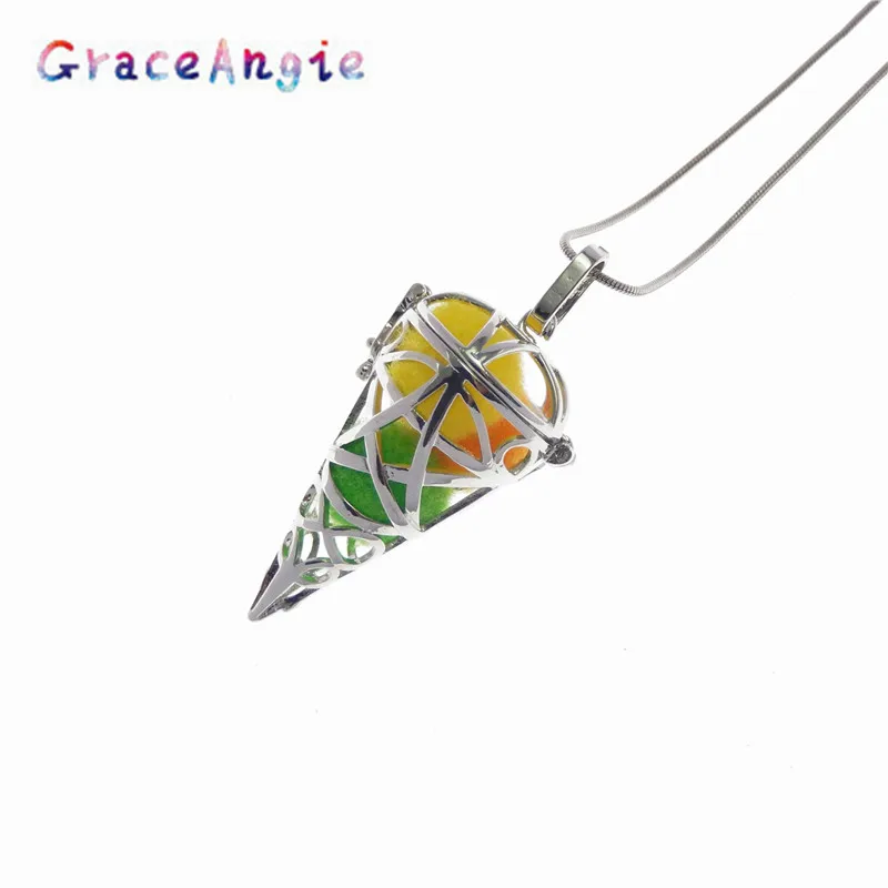 GraceAngie Beads Cage Locket Can Be Opened Phase Box Pendant Necklace Accessories DIY1Pc Dessert Ice Cream Model Mini
