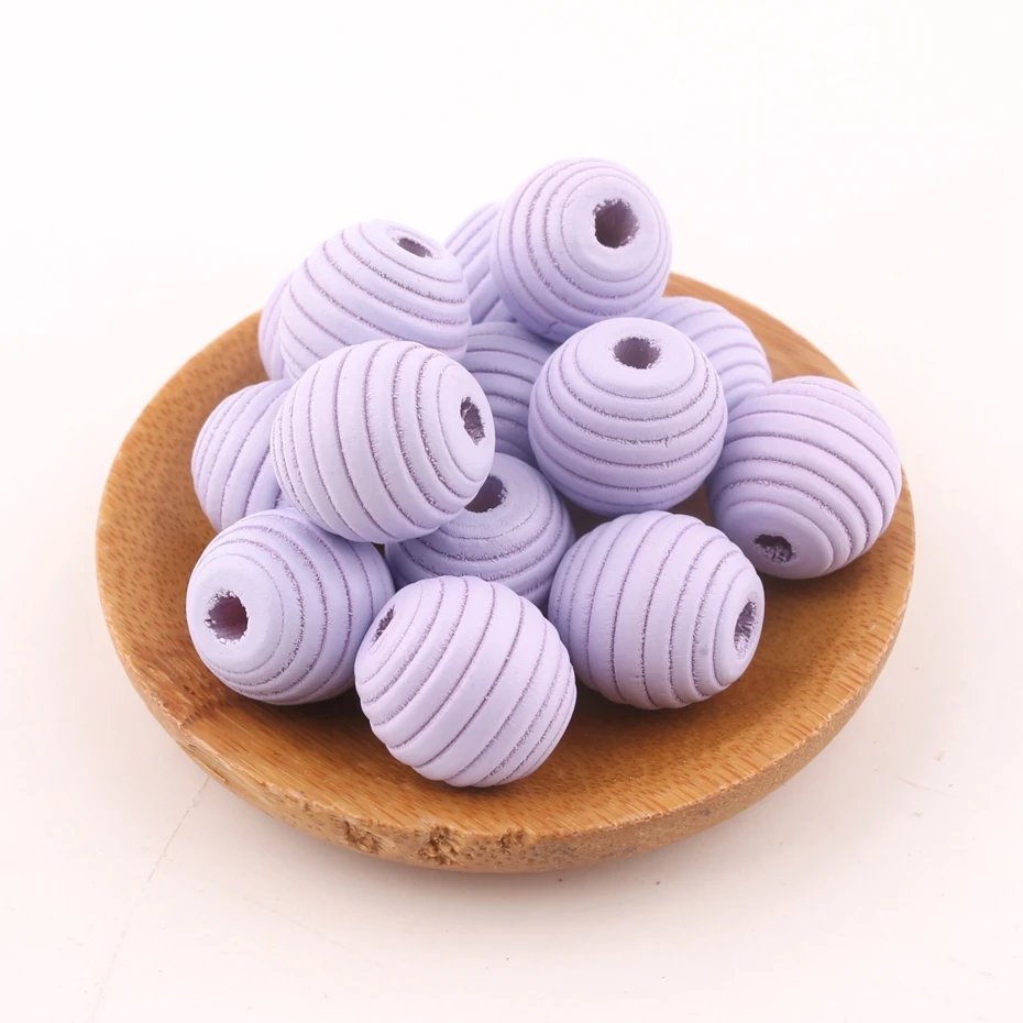 

10PCS 18mm Purple Thread Wooden Beads Fashion Hot Beads Natural Loose Wood Beads for Jewelry Making Bracelet Baby Teether