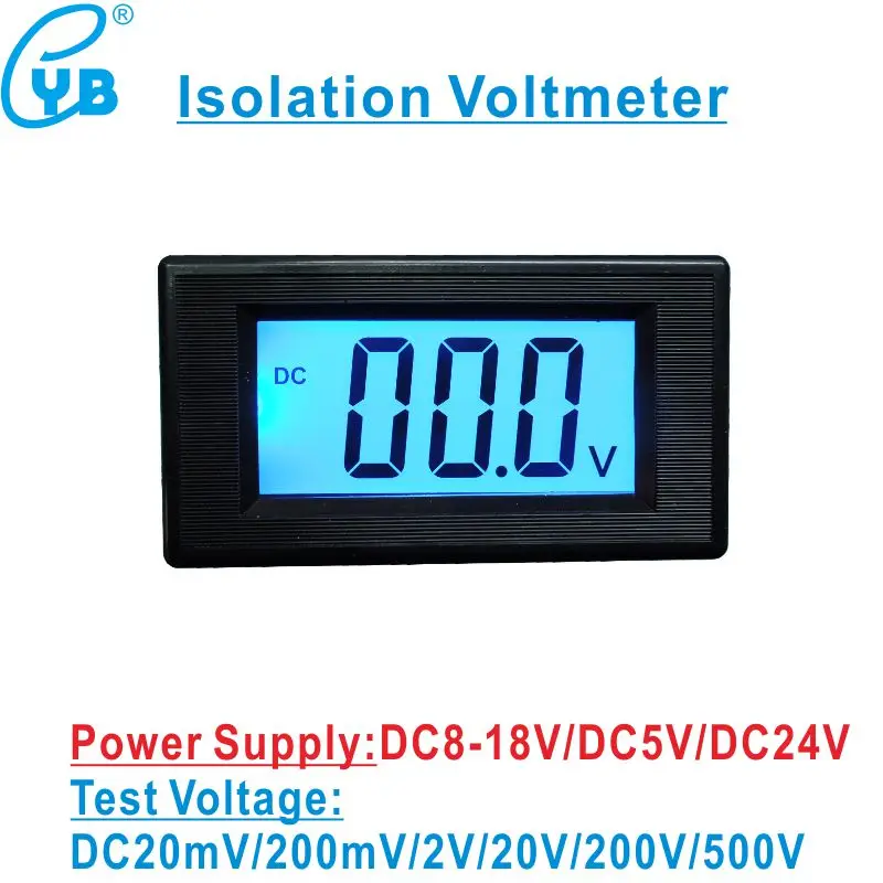 YB5135Di DC Voltage Meter Isolated Power Supply DC 8-18V 5V 24V LCD Digital Voltmeter DC 200mV 2V 20V 200V 500V Volt Panel Meter