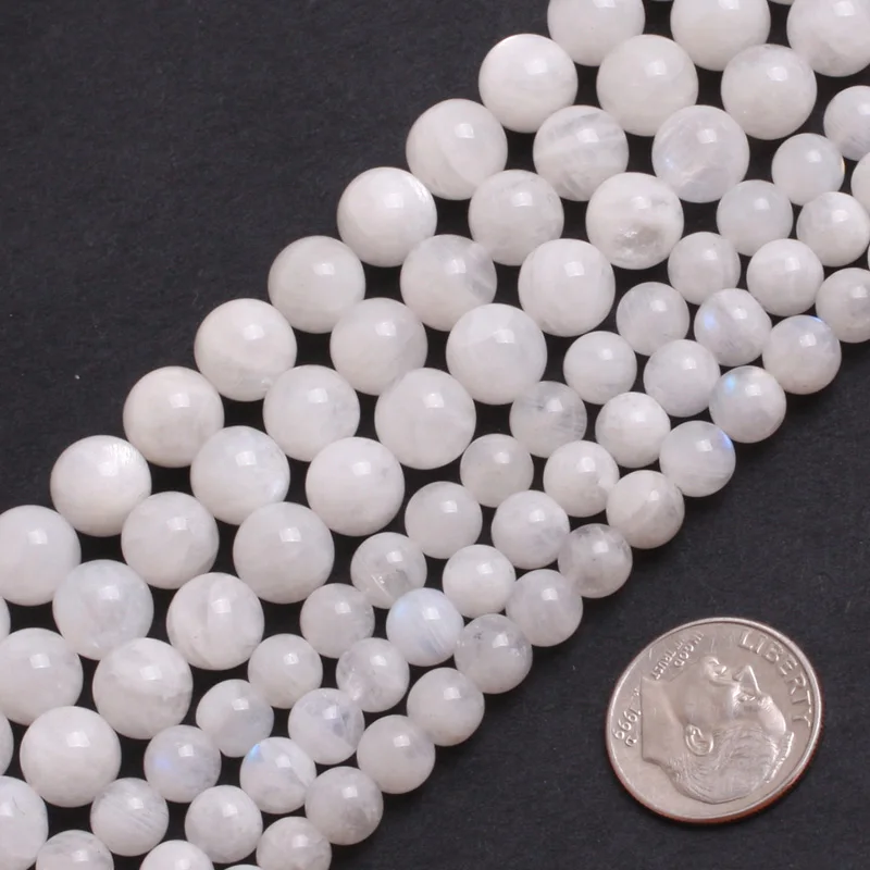 6mm 8mm Natural Stone Rainbow Moonstone Round Beads for Jewelry Making Strand 15\