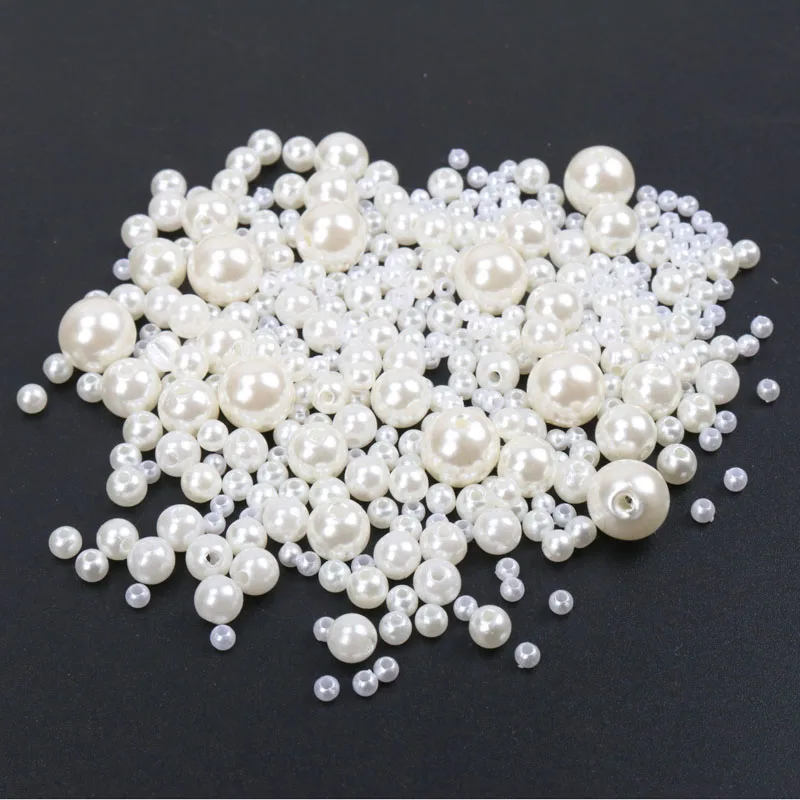 White Ivory Round ABS Imitation Pearl Spacer Loose Beads for Jewelry Making DIY 3 4 5 6 8 10 12 14 16 18 20mm YKL0157