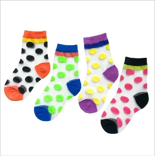 

Children's socks wholesale summer thin fluorescent wave point crystal baby mesh tube socks