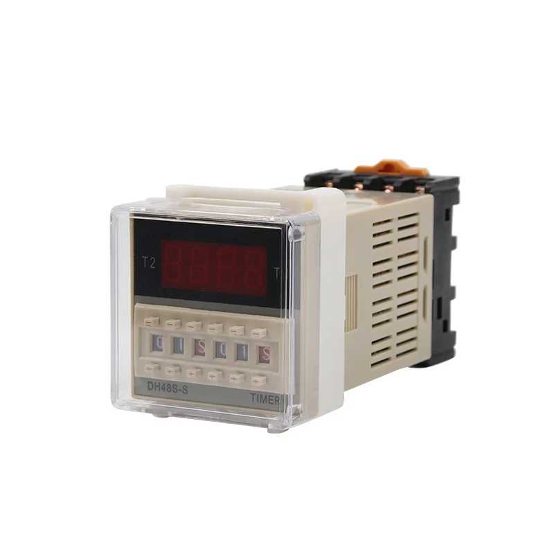 on delay DPDT time relay AC 220V  AC380V/DC 24V 12V with socket DH48S series delay timer with base