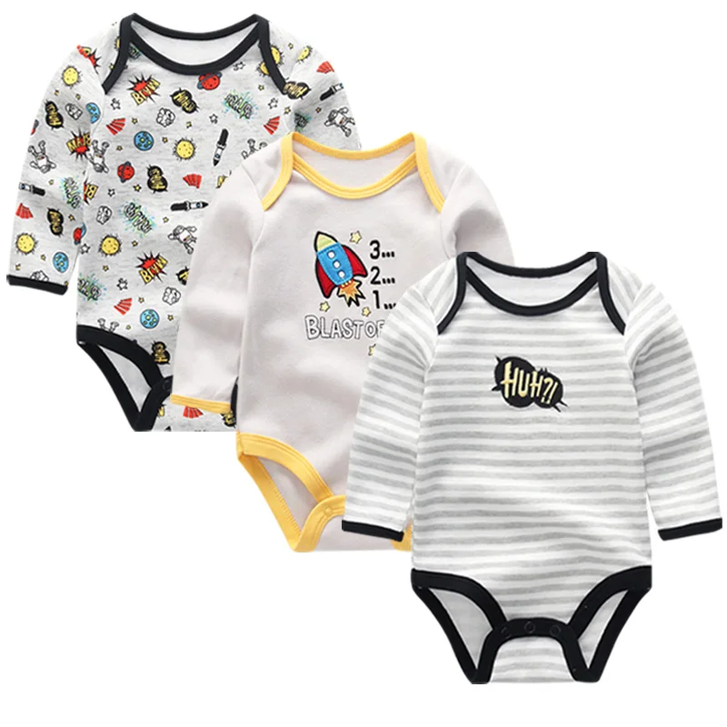 3 adet/grup uzun kollu orijinal yenidoğan bebek Bodysuit çocuk giyim bebes erkek bebek kız giysileri set vücut takım elbise