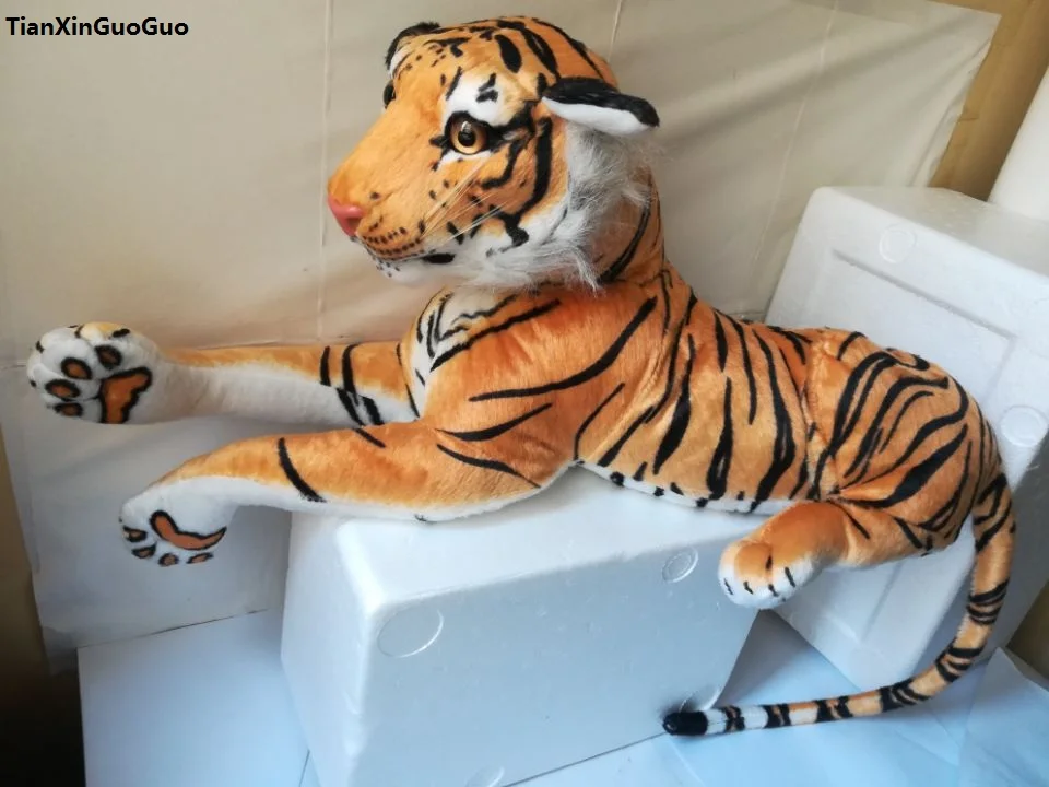 

large 75cm simulation yellow tiger plush toy soft doll throw pillow toy Christmas gift h2308