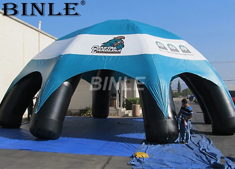 Custom high quality durable waterproof inflatable spider tent dome tent with blue canopy cover for car exhibition