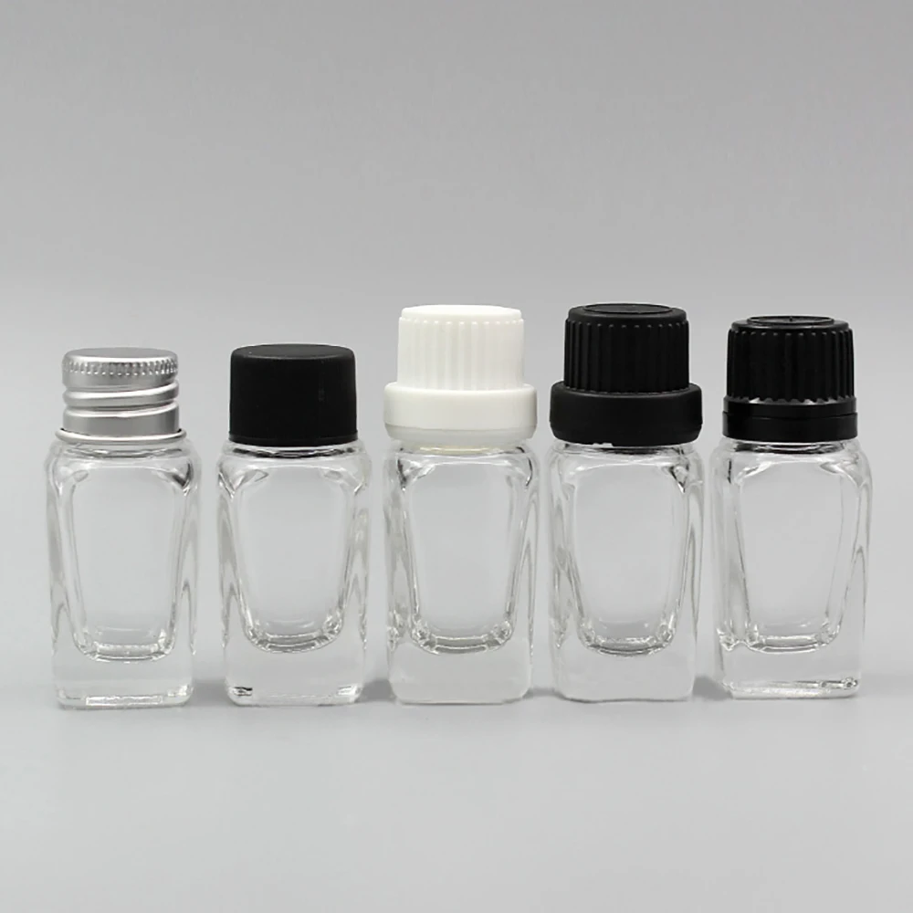 

Mini 10ml Clear Bottle with Black/White/Aluminum Screw Cap Glass Vial