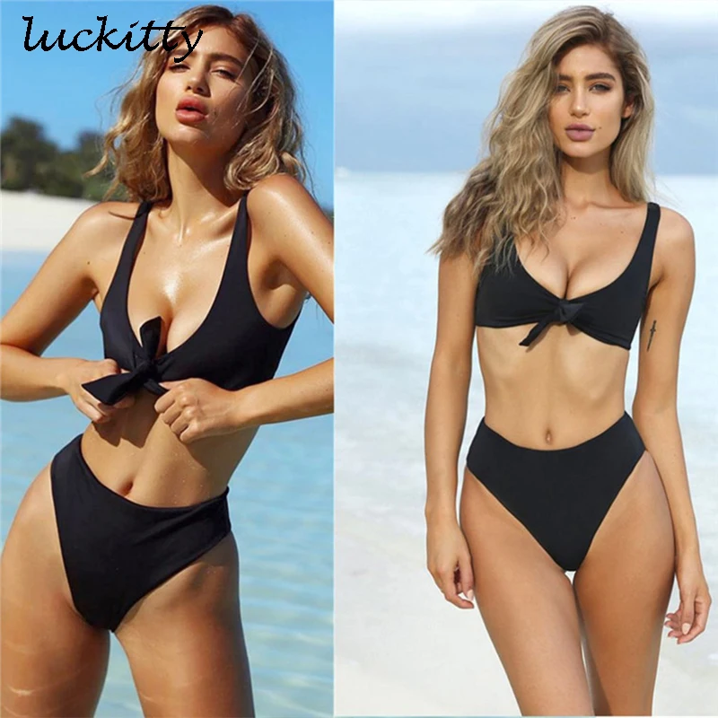 

High Waist Swimsuit 2018 New Sexy Solid Swimwear For Women Push Up Bathing Suit Swim Summer Beach Wear Brazilian Bikini Set