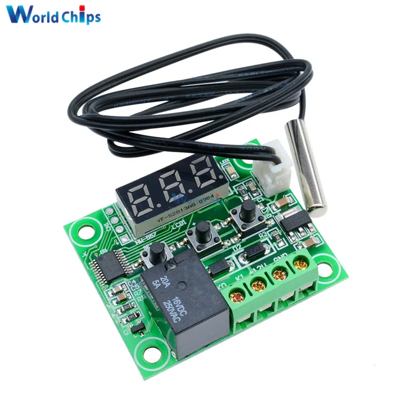 W1209 DC 12V Green LED Digital Thermostat Temperature Control Thermometer Thermo Controller Switch Module Waterproof NTC Sensor