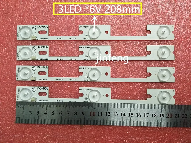 New 5set=20 PCS 3LED 6V 208mm LED backlight strip bar for KONKA LED32F2300NE LED32F2300FX 35017946 35017947 35017948