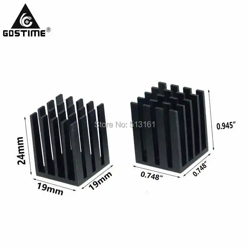 

5 pcs/lot Gdstime 19x19x24mm Aluminum Heatsink Extruded Black Radiator Heat sink for IC Chipest RAM Cooling