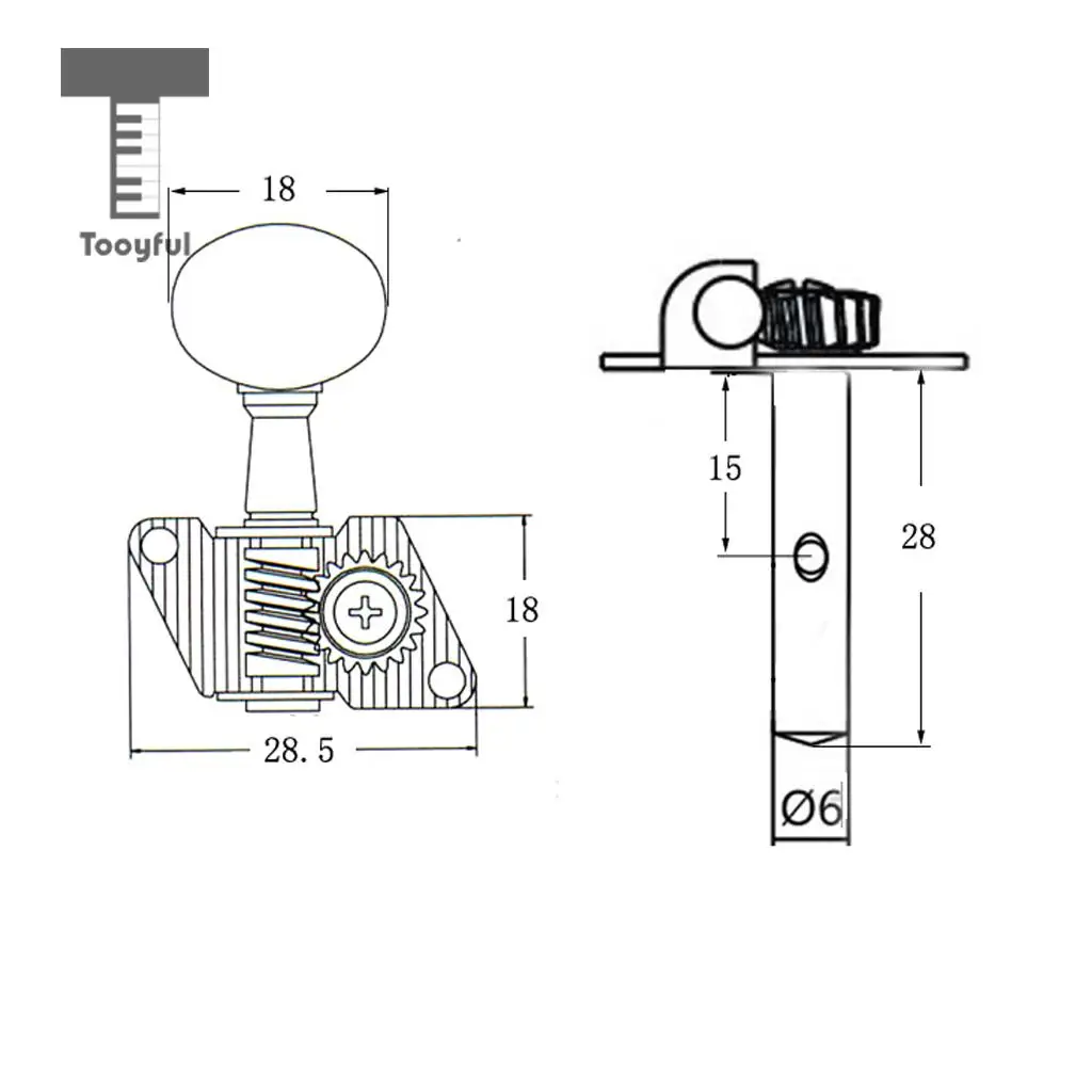 Tooyful Classic Guitar Part Open Gear Black Button Key Tuner Tuning Pegs Replacement