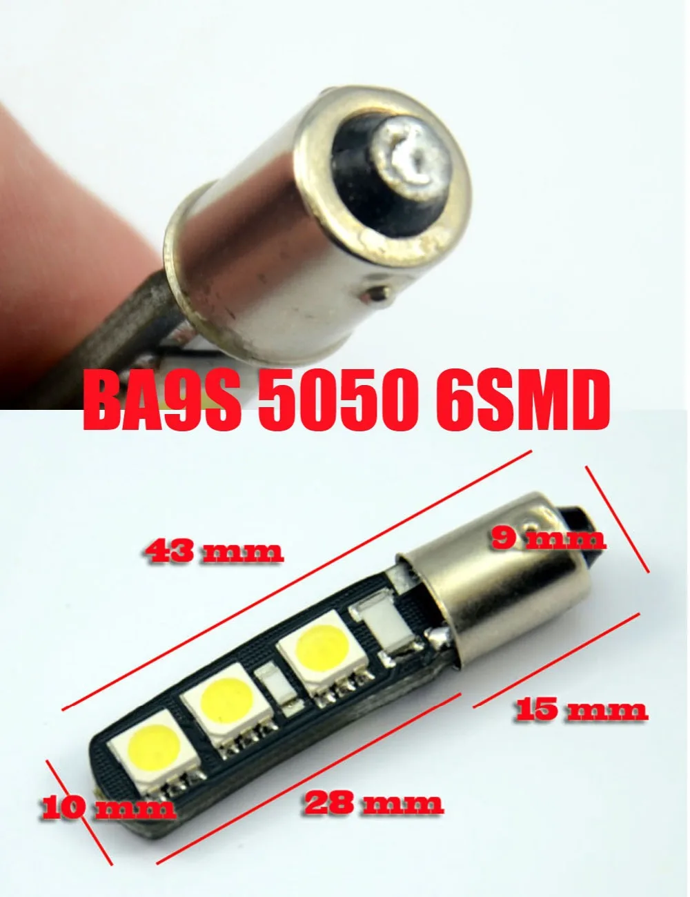 AutoEC 300 X CANBUS BA9S 6 SMD 5050 Led Car Warning Lights lamp bulb error Free DC12V white #LG03