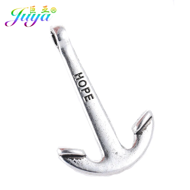 Wholesale 10pcs Men Paracord Bracelets Necklace DIY Making Findings Antique Silver Color Anchor Connector Pendant Accessories