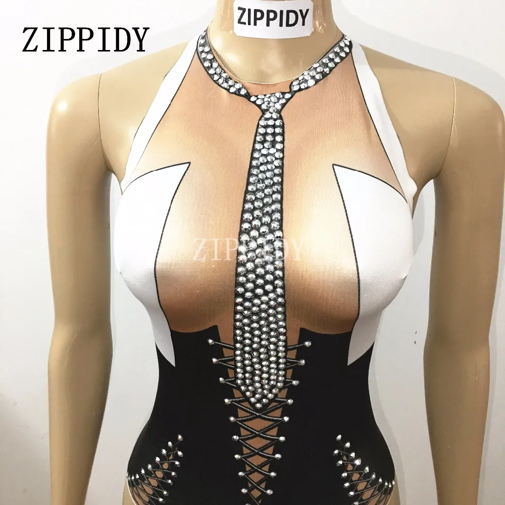 Body negro con diseño de lazo ostentoso y diamantes de imitación, traje Sexy para profesores, Bar, baile, cantante, espectáculo, leotardo elástico para actuaciones