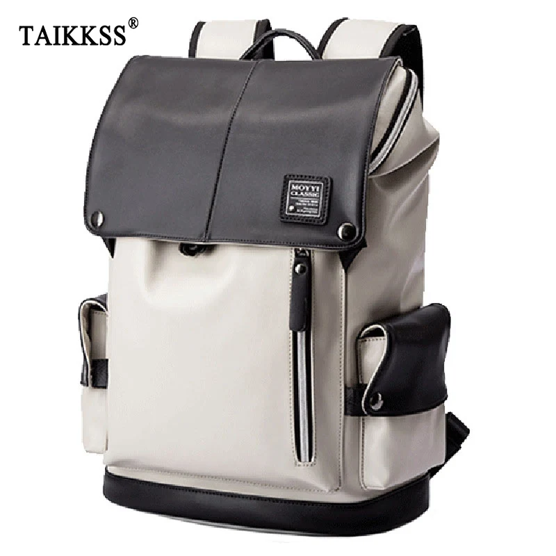 Man Backpack PU Leather USB Recharging Laptop School BaG Male Waterproof Travel Multi-color backpack Fashion Casual Quality Bag