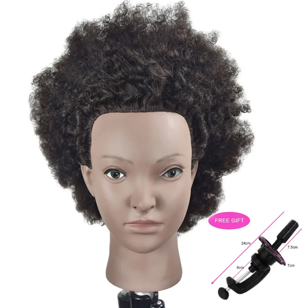 

10" Afro Training Head Mannequin With 100% Human Hair Braiding Hair Training Head for Barber Black Man salon Hairdressing Heads