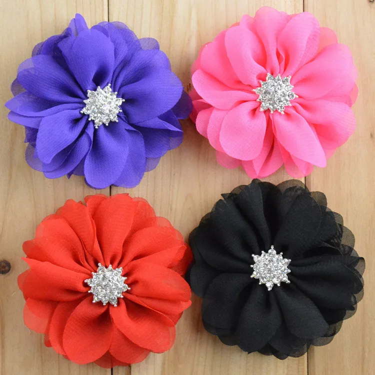 30pcs/lot  Soft Ballerina Flowers with Rhinestone Center 15 colors