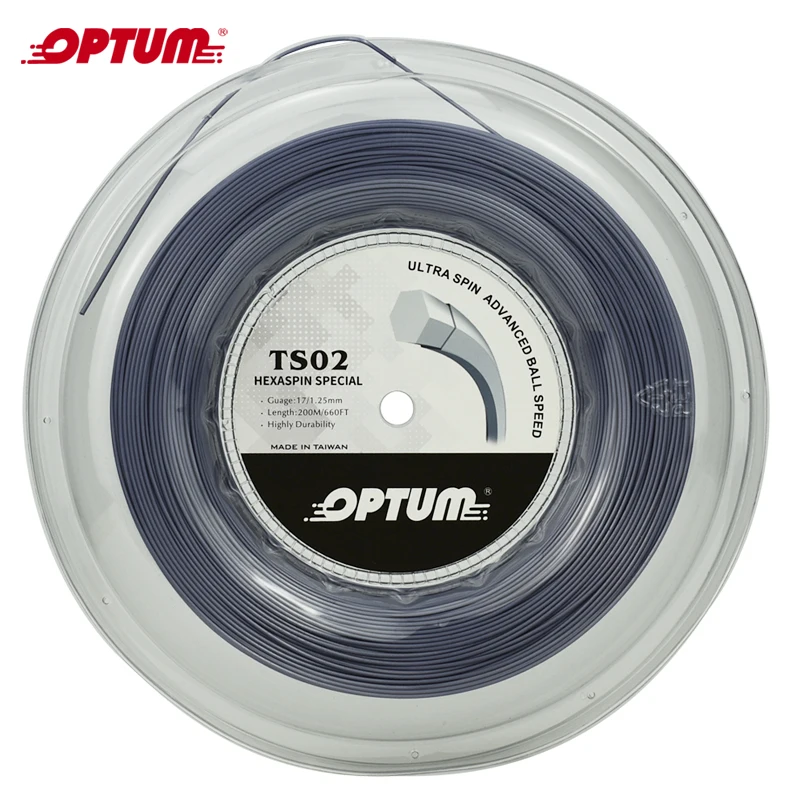 OPTUM HEXRASPIN SPECIAL 1.25mm Hexagonal Tennis String Top-Spin Polyester Racket String Twist Durable Gym String  200m/reel