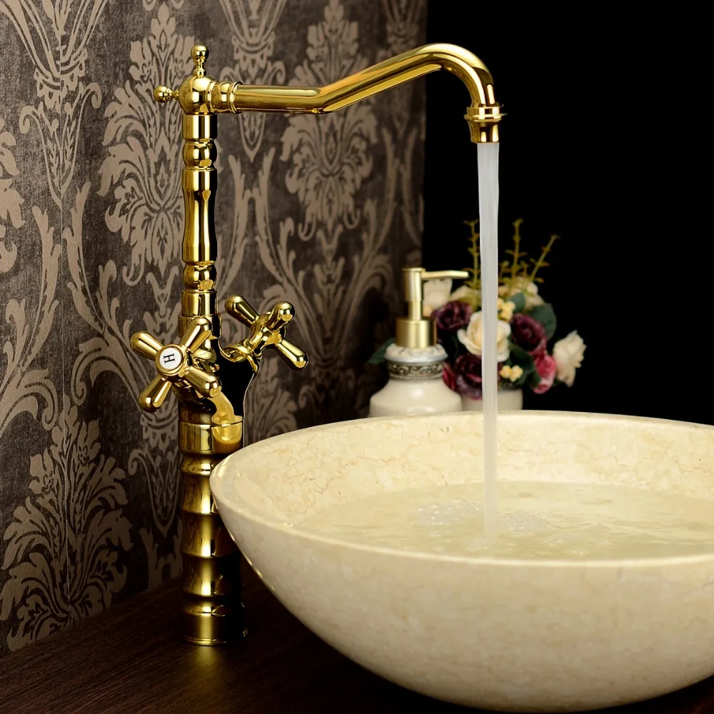 

Bathroom sinks wash basin gold faucet