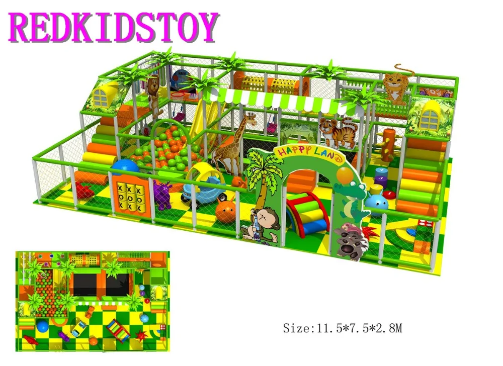 Custom-made Jungle Themed Soft Play Labrinth With Soft Games HZ-170718