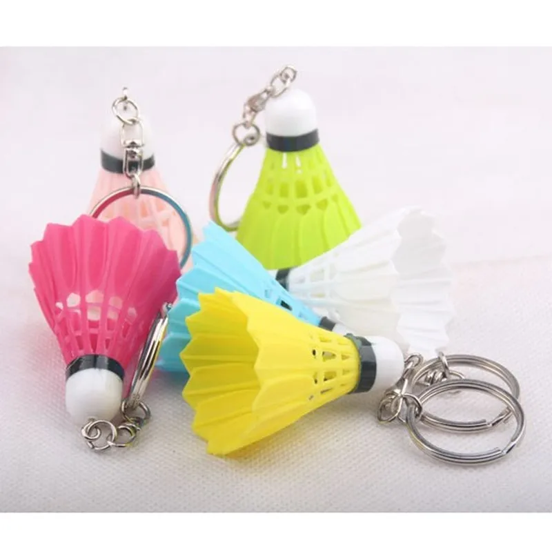 

60pcs/lot Mini Badminton Shuttlecock key chain key ring PVC unisex resin casual Sport key chain