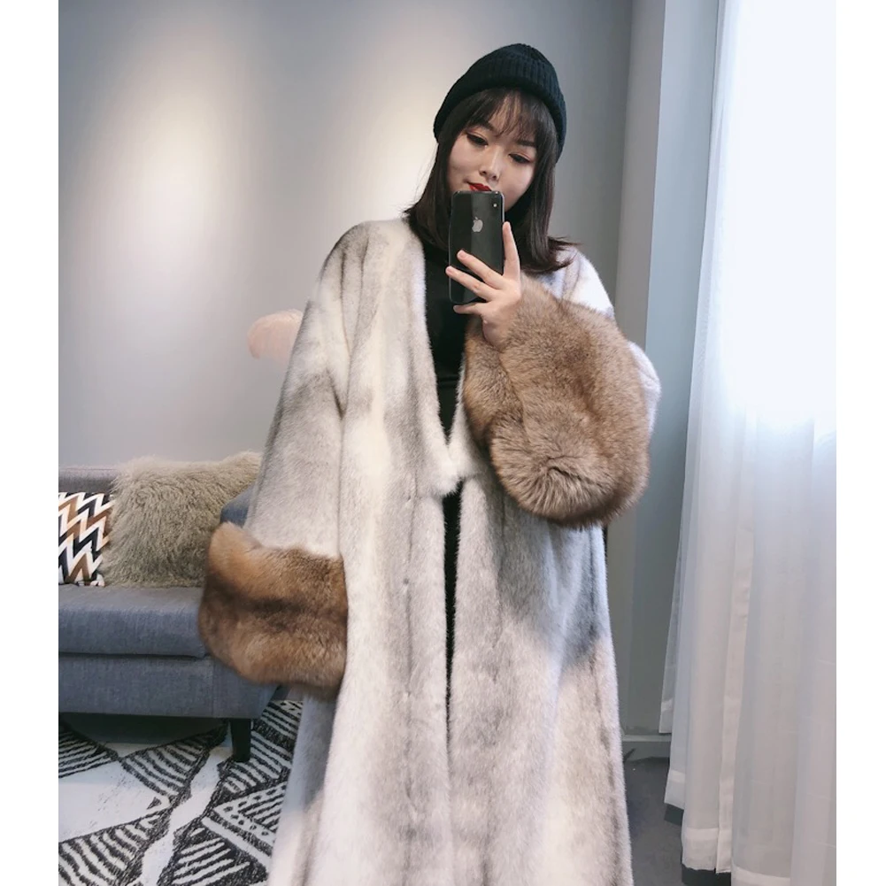 Women's Imported Mink Fur Coat Women's Autumn And Winter New Fur Coat Women's Long Mink Fur Warm Jacket