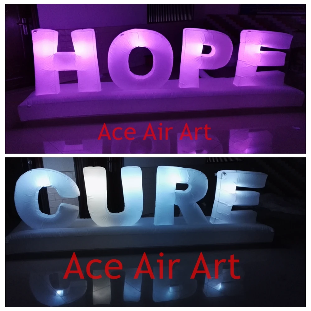 Lighting Inflatable Letter Hope and Cure Alphabet Letters Signs with 16 Colors for Party