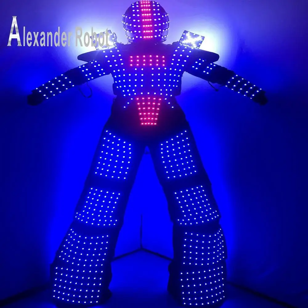 LED Robot Costume Birthday Party Clothes Stilts Wedding  ROBOT SUIT LO2 Gun