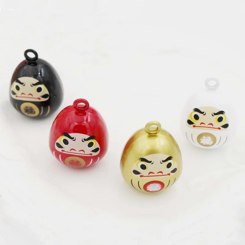 2 Pcs Jepang Daruma Sakura Boneka Ingin Jingle Bells Keberuntungan Dekat Charms Liontin Aksesoris Perhiasan Kerajinan Temuan