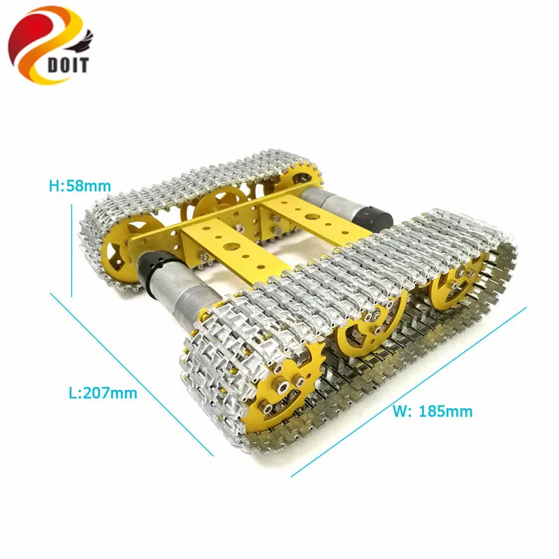 

DOIT All Metal Tracked Robot Smart Car Platform Aluminum Alloy Chassis with Dual DC 9V Motor for Arduino Robot Project