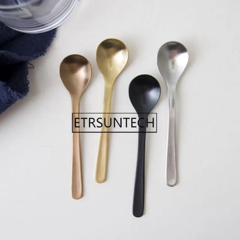 100pcs Colorful Tea Spoon Stainless Steel Cutlery Japanese Style Dessert Spoon Cake Fork Small Coffee Spoon Scoop