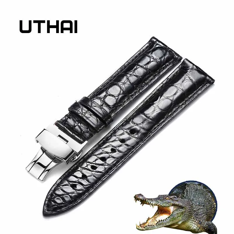 

UTHAI Z04 Double click buckle crocodile leather strap 12/14/16/18/19/20/22 / 24mm Men's ladies' strap