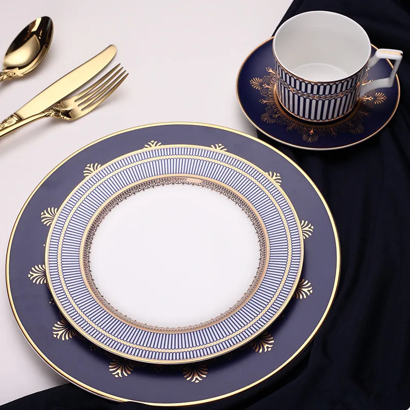 Bone China Tableware for Home Kitchen, Dinner Plates, Coffee Cup Saucer, Food Plate, Salad Plate,Tea Cup Saucer, Dinnerware, 4Pc