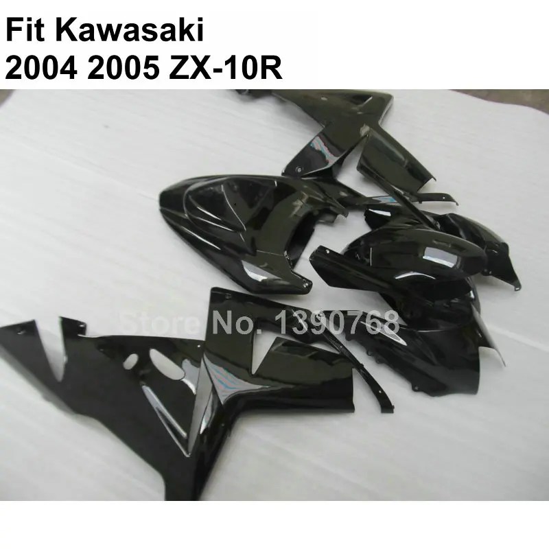 Hot sale fairings for Kawasaki Ninja ZX10R 2004 2005 glossy black ZX-10R 04 05 fairing kit 7 gifts KO58