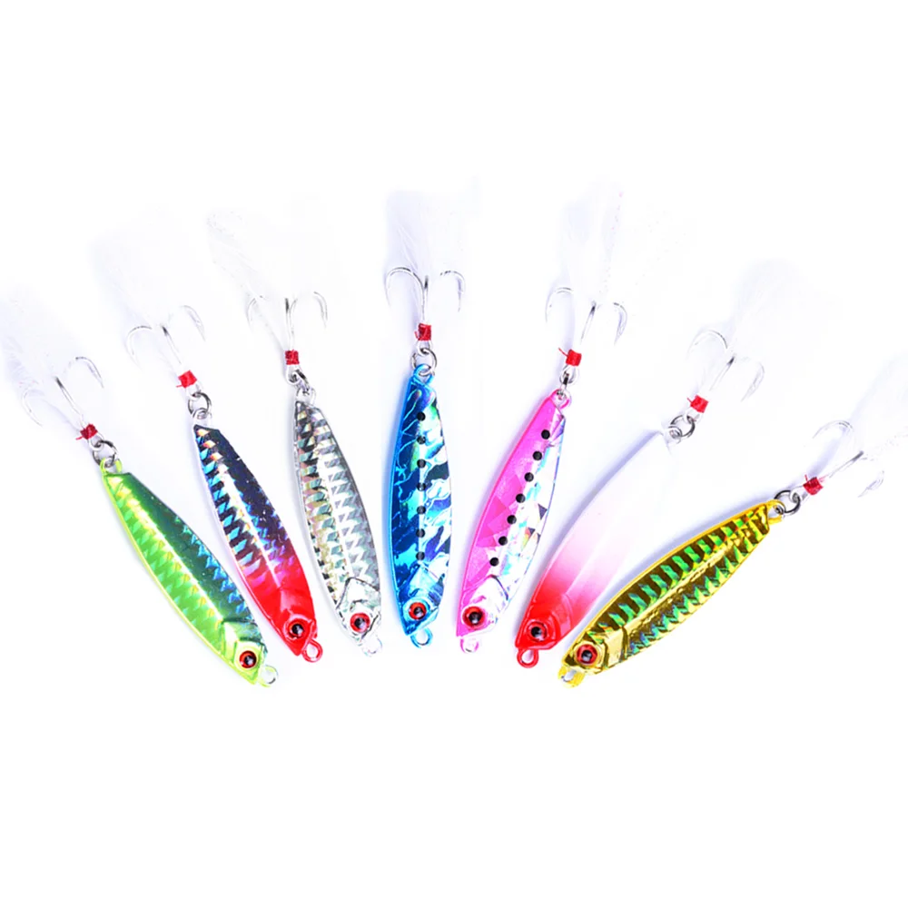 Balleo 1pc 7color 10g15g20g25g30g Laser metal jig slow Sinking jig wobbler metal spoon fishing lure lead fish for carp lure