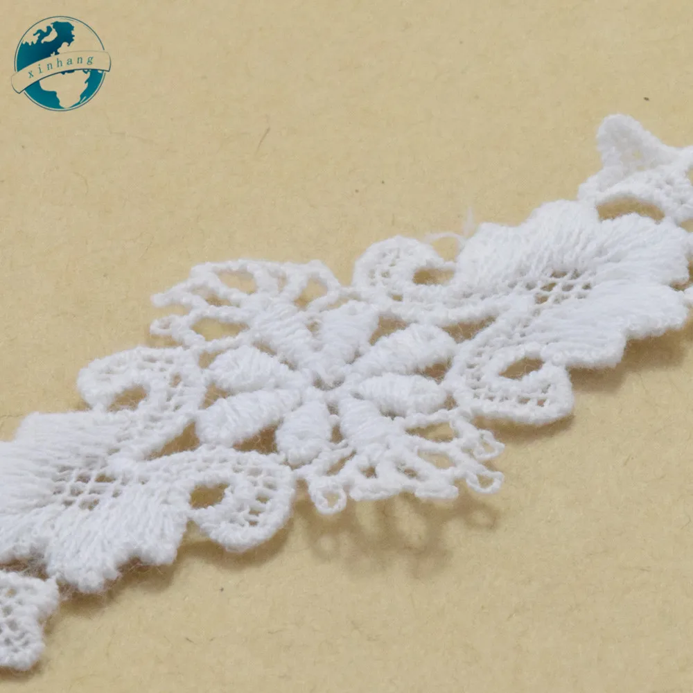 3cm White 100% Cotton Embroidery White French Lace Ribbon Fabric Guipure Diy Trims Warp Knitting Sewing Garment Accessories#3739