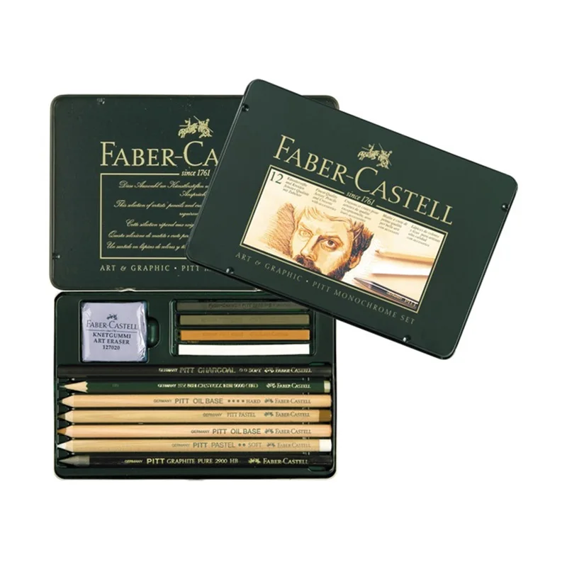 faber-castell-12-piezas-de-dibujo-a-lapiz-dibujo-en-colores-pastel-una-combinacion-de-carbono-112960