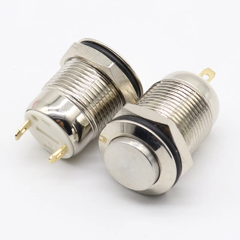 1pcs 12mm Waterproof Momentary High Round Stainless Steel Metal Push Button Switch Car Start Horn Speaker Bell Automatic Reset