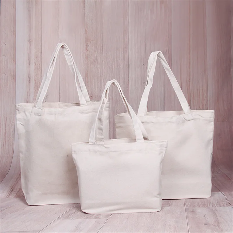 100Pcs/Lot 4 Size Blank pattern Canvas Shopping Bags Eco Reusable Foldable Shoulder Bag Handbag Tote Cotton Tote Bag Wholesale